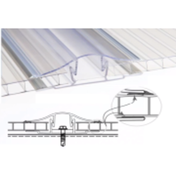 Professional Plastics Clear Polycarbonate 2 Piece Snap H-Channel Gasket Clip Profile, 6MM X PPCCL6MMX12FTGCPSNAPH-CHANNEL